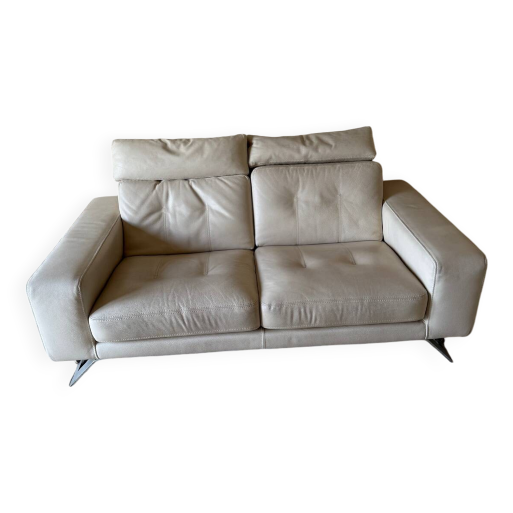 Canapé D'angle Roche Bobois – Cuir Blanc – 6 Places – 315/200 Cm – Occasion