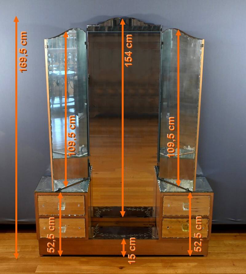 Fruitwood glass dressing table – 1950