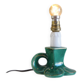Vintage Green Ceramic French Lamp with Gold Accents