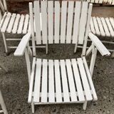 Five wooden garden armchairs