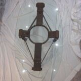 Year 1970 in wrought iron, leather and glass table