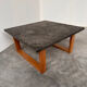 Vintage Belgian slate & oak coffee table, 1970s