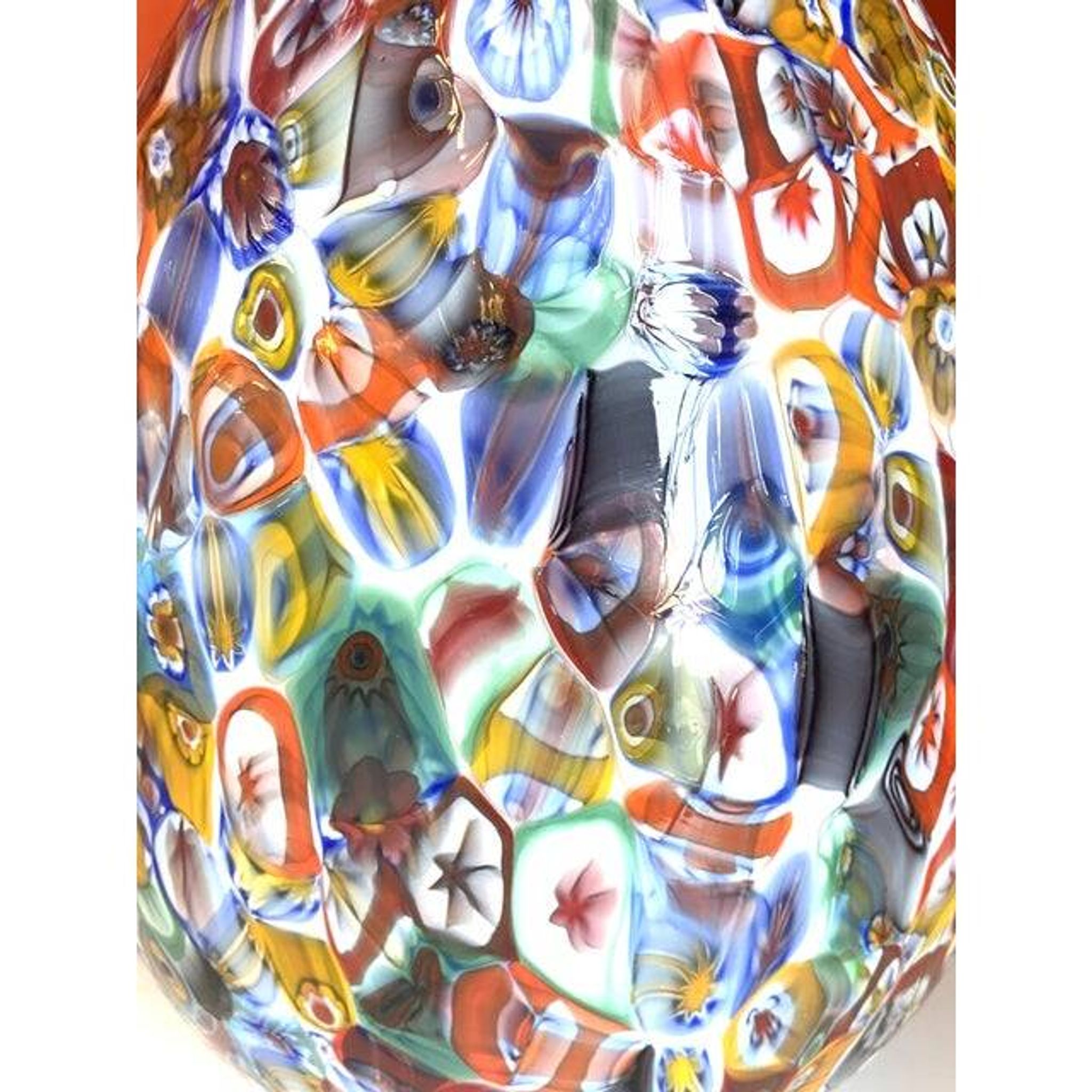 Floral multicolor murano style glass egg small table lamp, lot of 2 or a pair of chandeliers