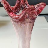 Floral vase/Clichy glassware/Camaieus shades of pink. Dotted patterns/Volutes. Height 25.5 cm