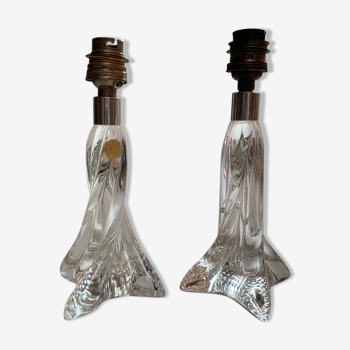 Paire de pieds de lampe en cristal