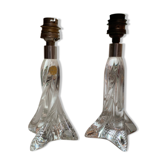 Paire de pieds de lampe en cristal
