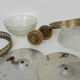 Paire d'appliques ou plafonnier de style victorien en laiton et verre diamant. Année 50 60