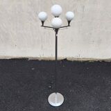 Space age floor lamp, chrome and opaline glass, 1970.