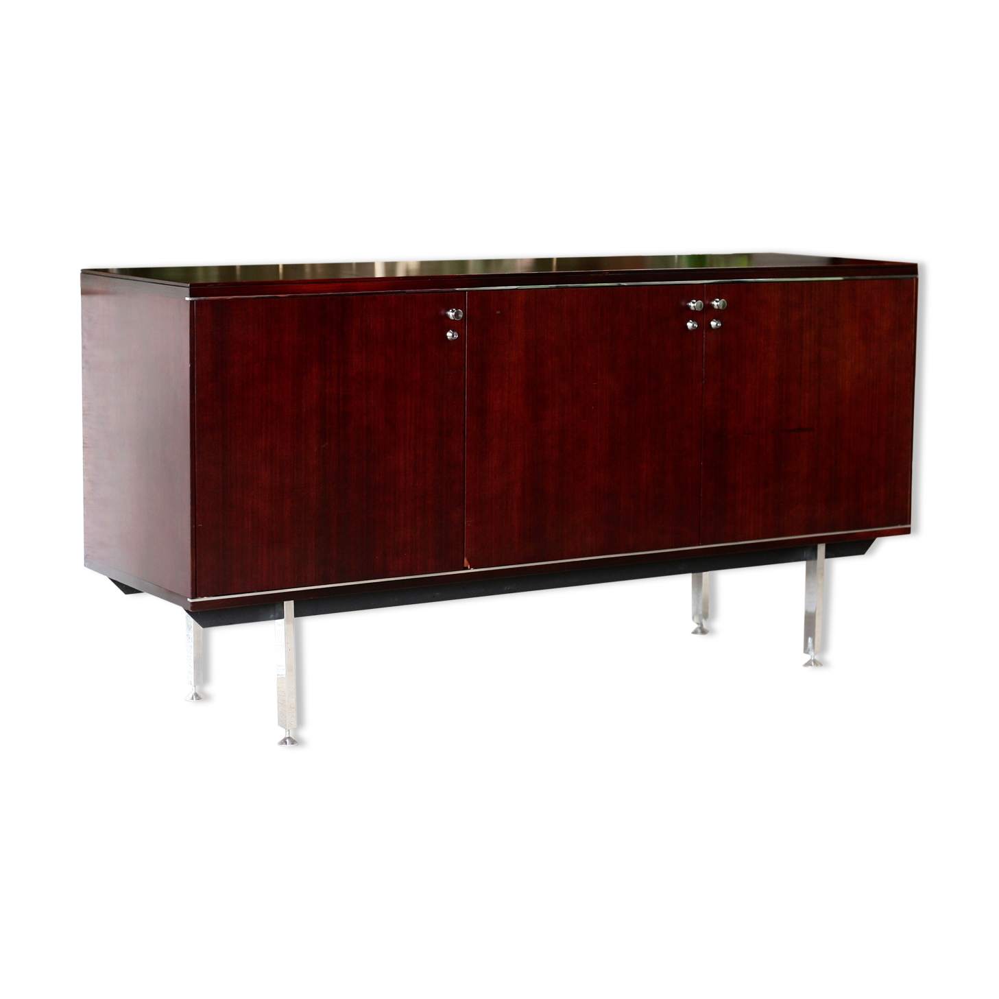 Sideboard solid wood and steel, France, cira 1970, Negroni edition
