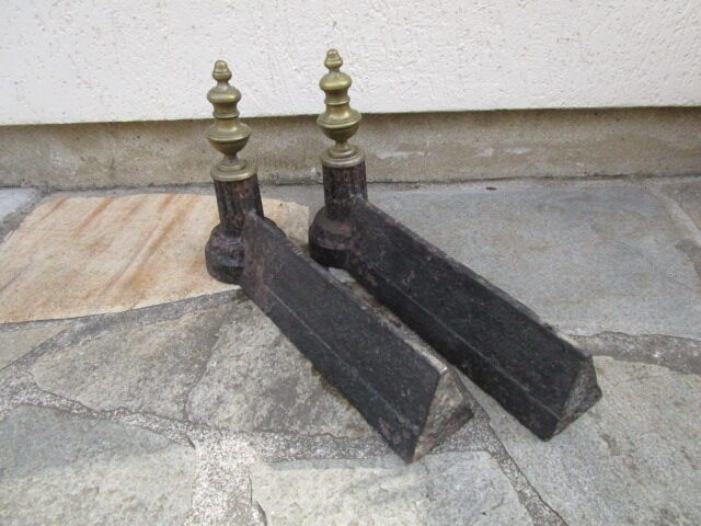 Pair of old cast iron and brass channels