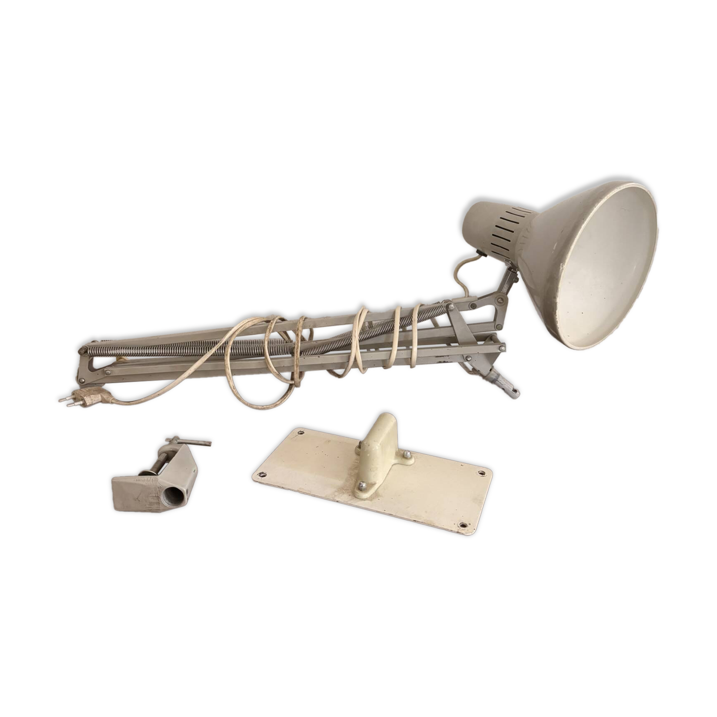 Vintage Grey Articulated Architect Lamp 1970s Ledu Office CHR Caen