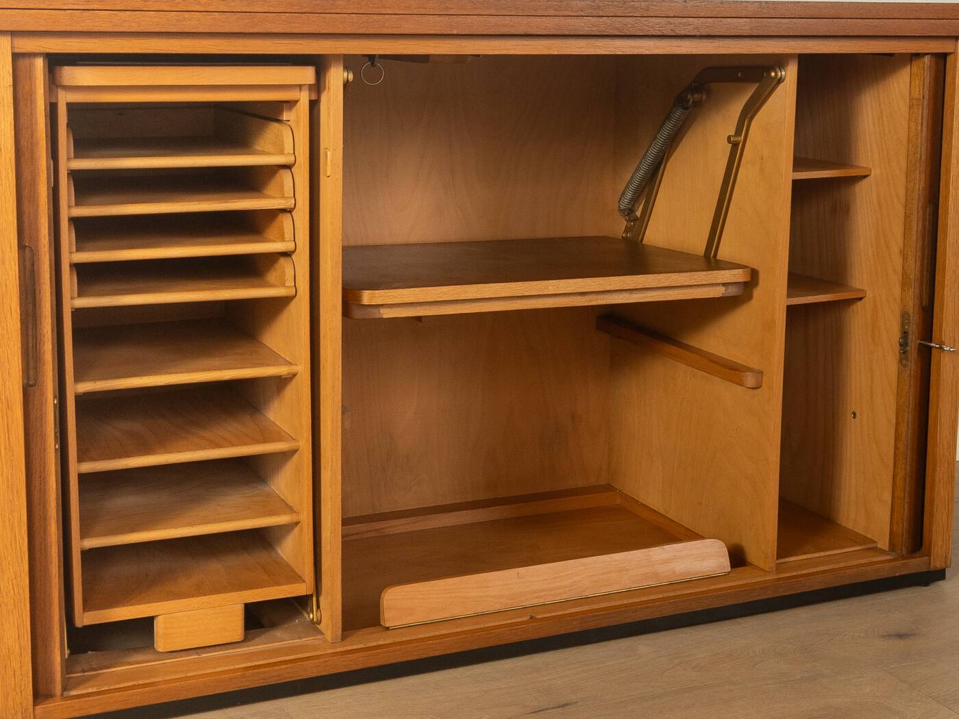Very rare functional mid-century desk, 1960s, solid wood, Germany