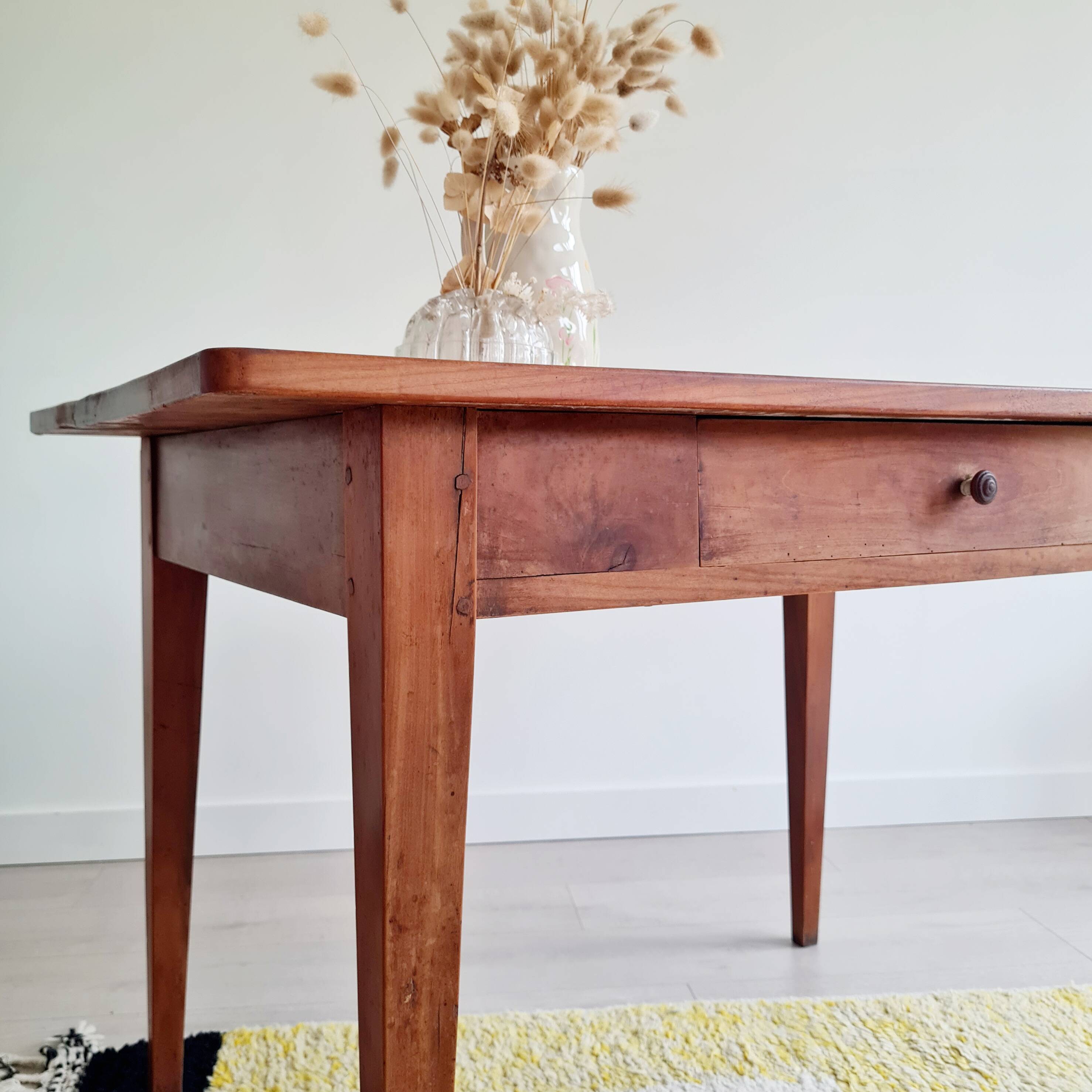 Antique wooden farmhouse table - drawer
