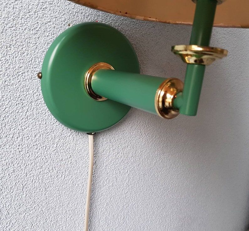 Metal wall lamp with fabric lampshade 1980