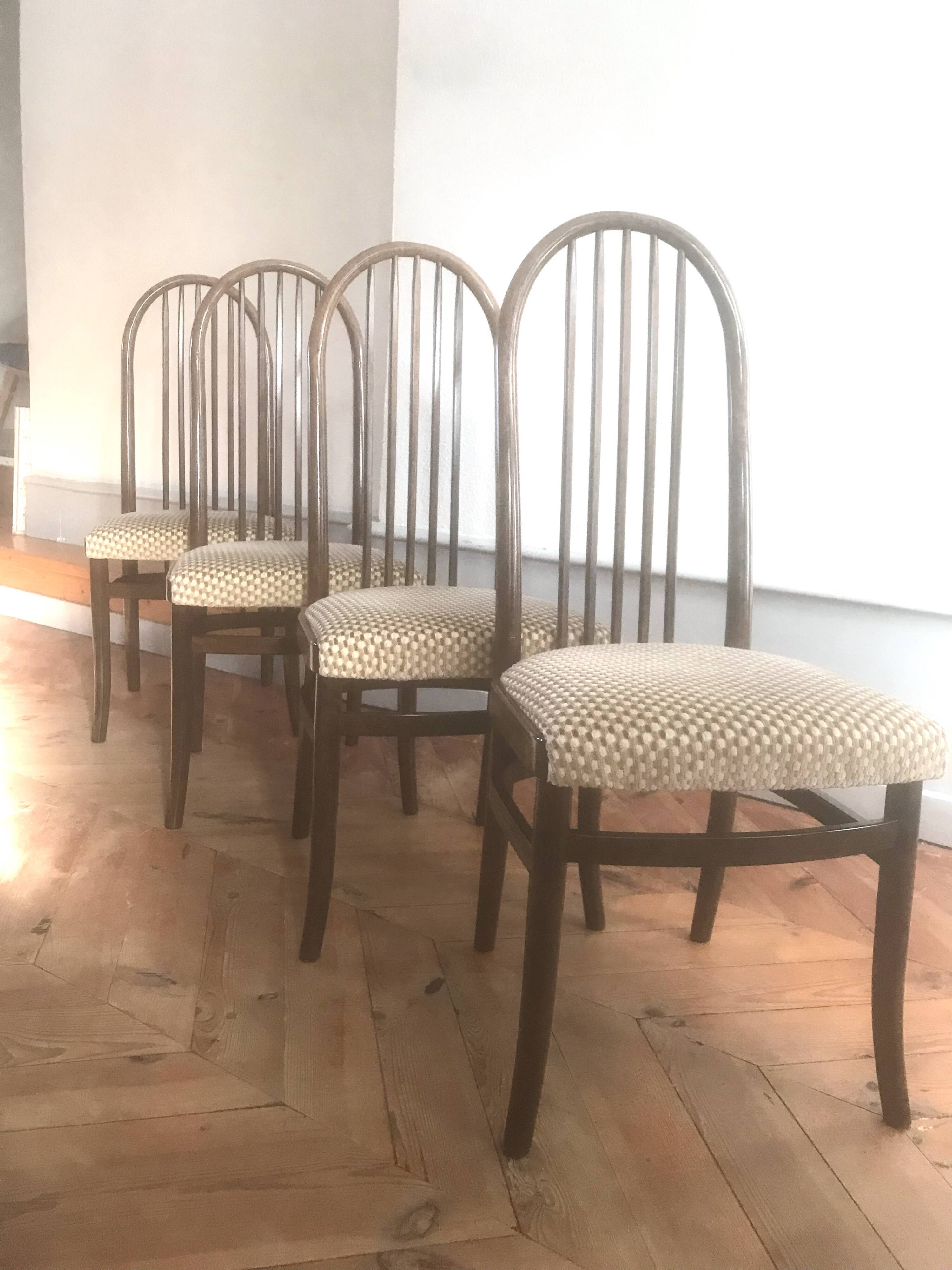 4 vintage Baumann Eden model wooden chairs