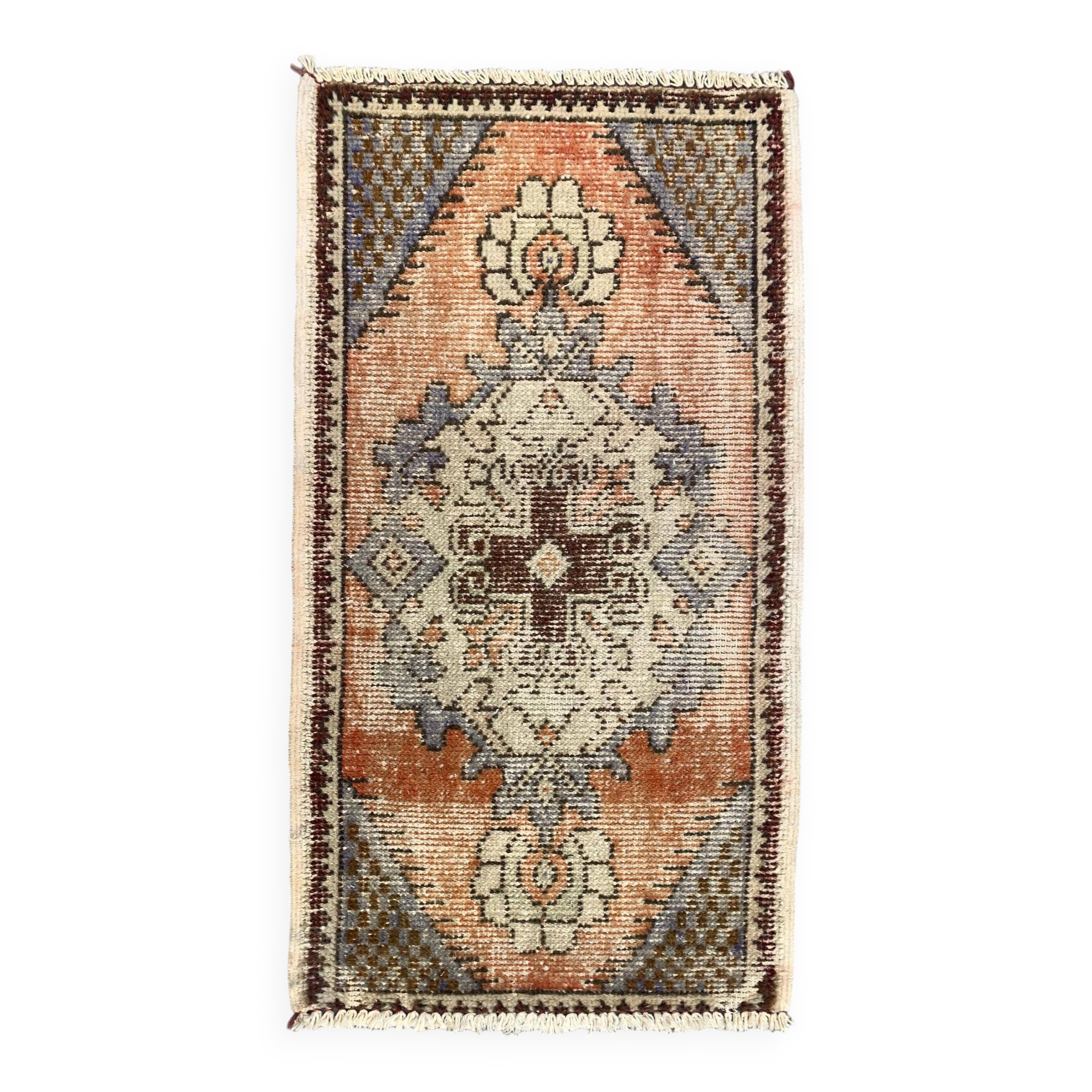 Small Vintage Turkish Rug 97x51 cm, Short Runner, Tribal, Shabby, Mini Carpet