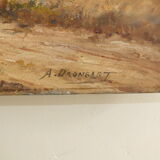 Alexandre Dronsart (1890-1953) landscape painting Chemin de bord de ferme