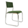 Chrome metal sled chair with green fabric