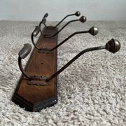 Old coat rack with metal/brass hooks
