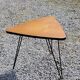 Triangle coffee table in golden blond oak base full iron of the 50s