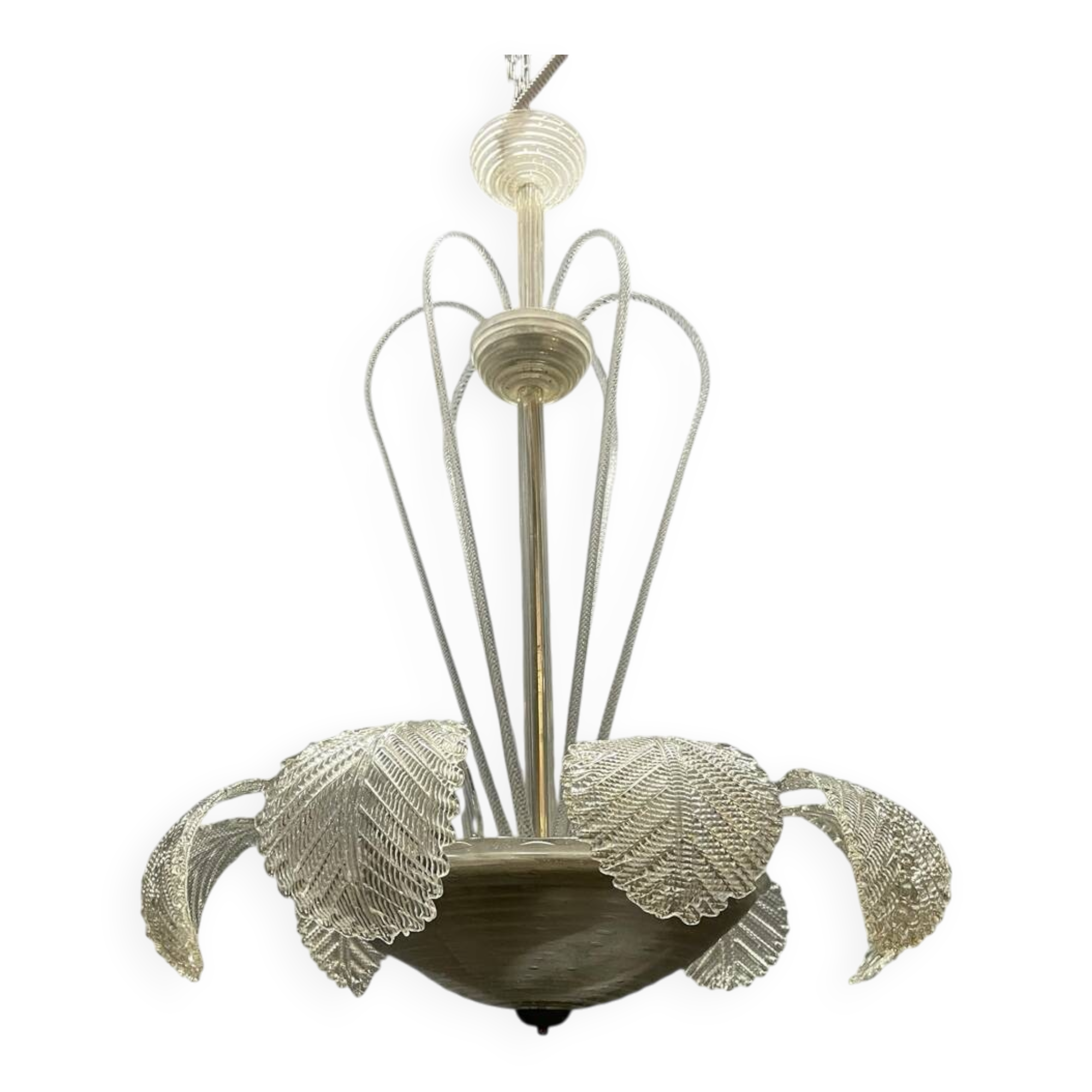 Grand lustre cascade en verre de Murano Barovier, années 1940