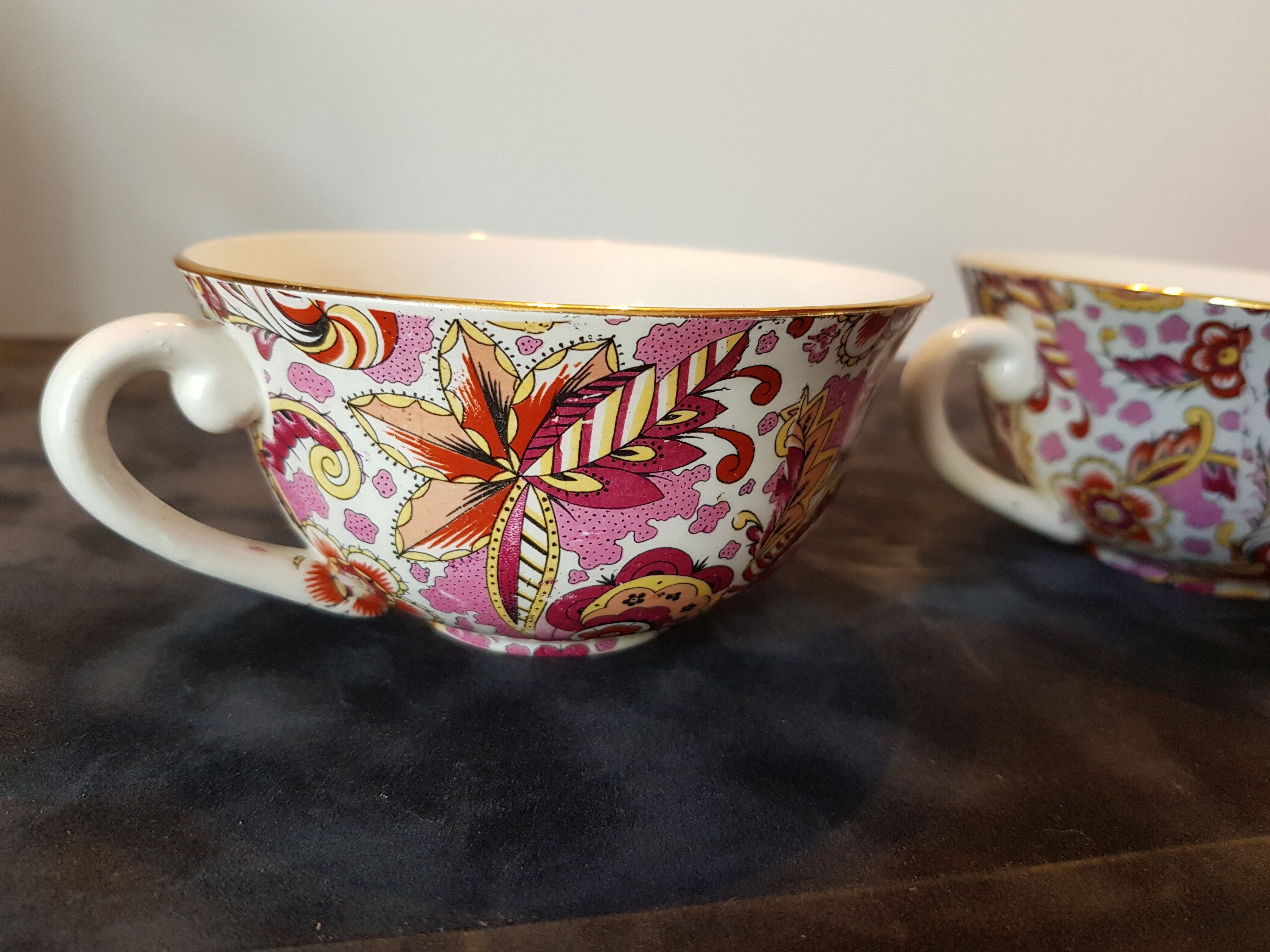 Hand-painted Gien cups