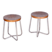 Bauhaus Stools in Chromed Steel, Beech and Plywood, Germany, 1930s, Set of 2