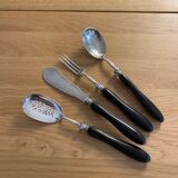 Service de couverts à Binbins Mignardises argent minerve 19e siecle manche ébène