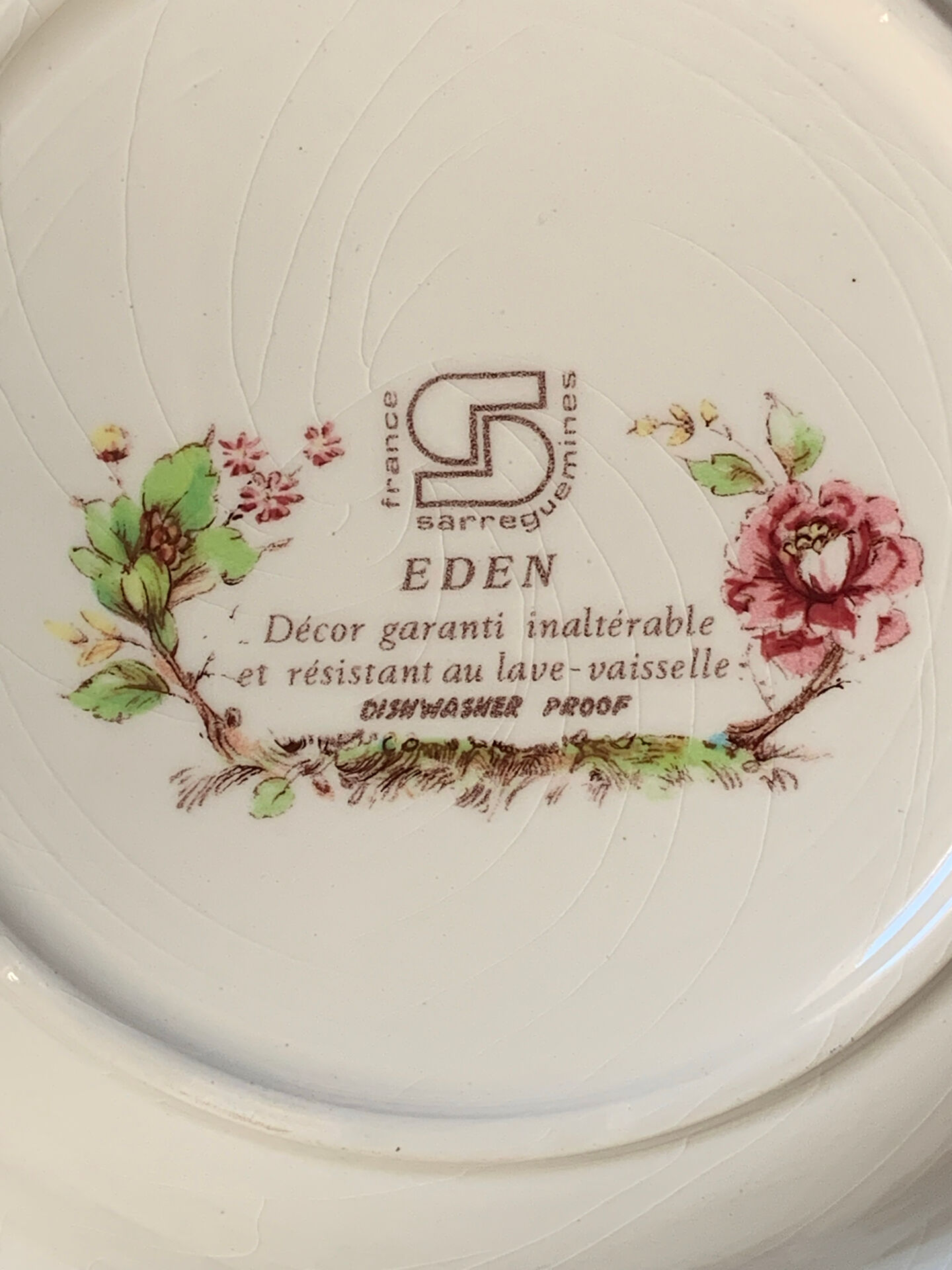 Six assiettes creuses 1960 Sarreguemines modèle Eden