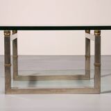 Peter Ghyczy glass coffee table with stainless steel frame Biri T29