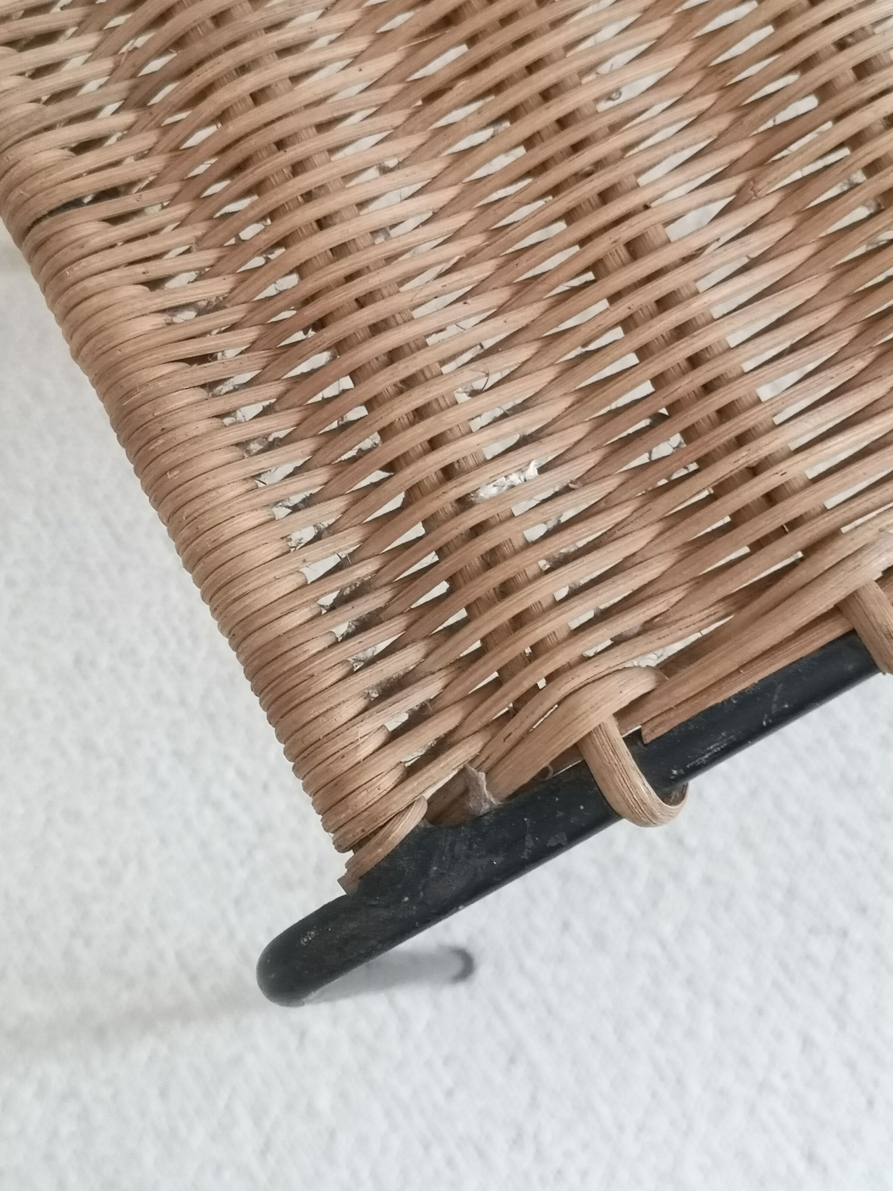 Side table in metal and rattan 50s