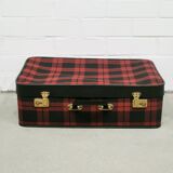 Vintage red checkered suitcase