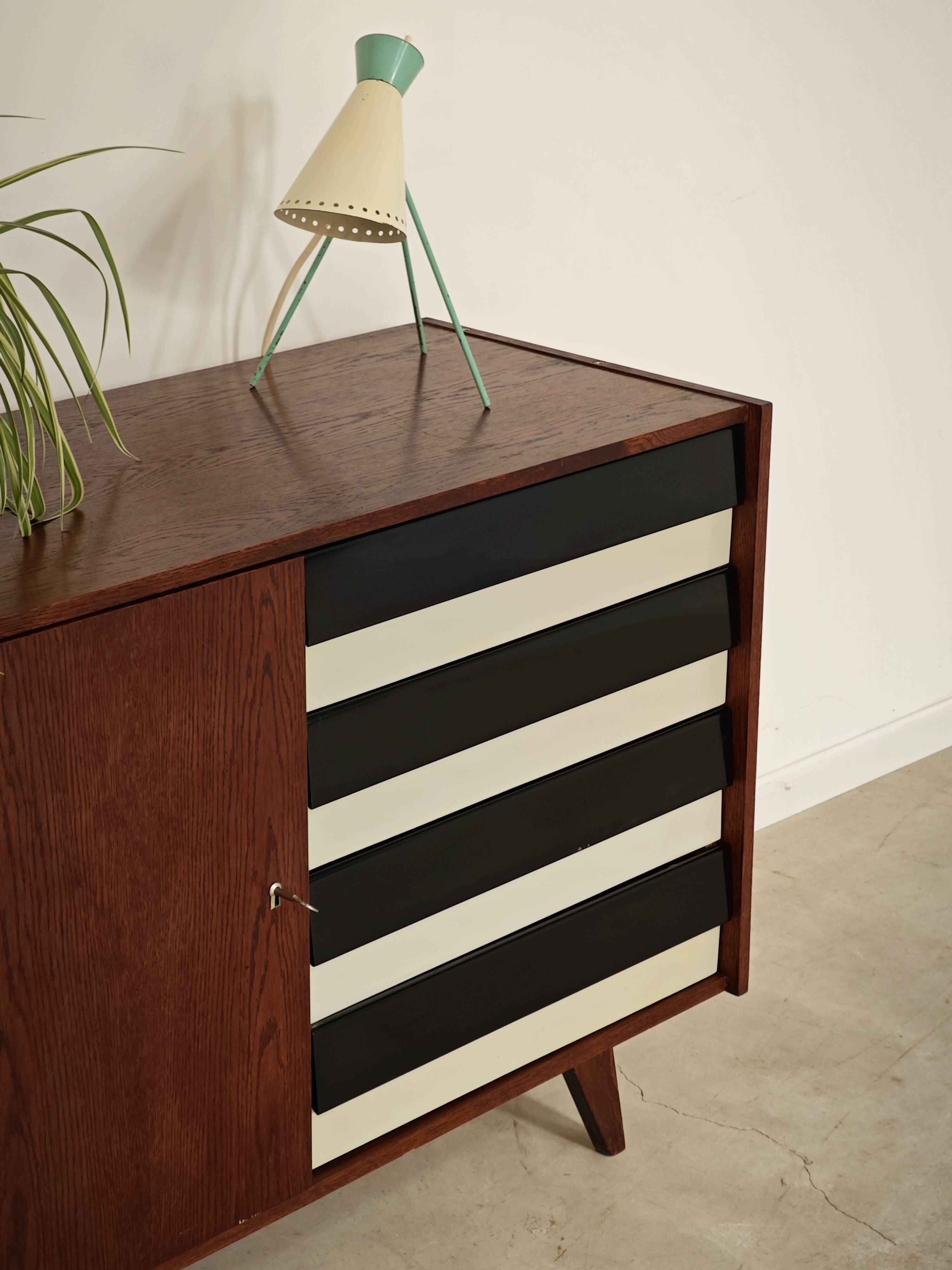 U 458 black and white sideboard by Jiri Jiroutek for Interier Praha, 1960