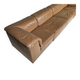 Modular "Jeep" sectional sofa in light brown leather by Anita Schmidt for Durlet, 1970.