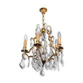 Lustre cage en bronze, 5 bras de lumière
