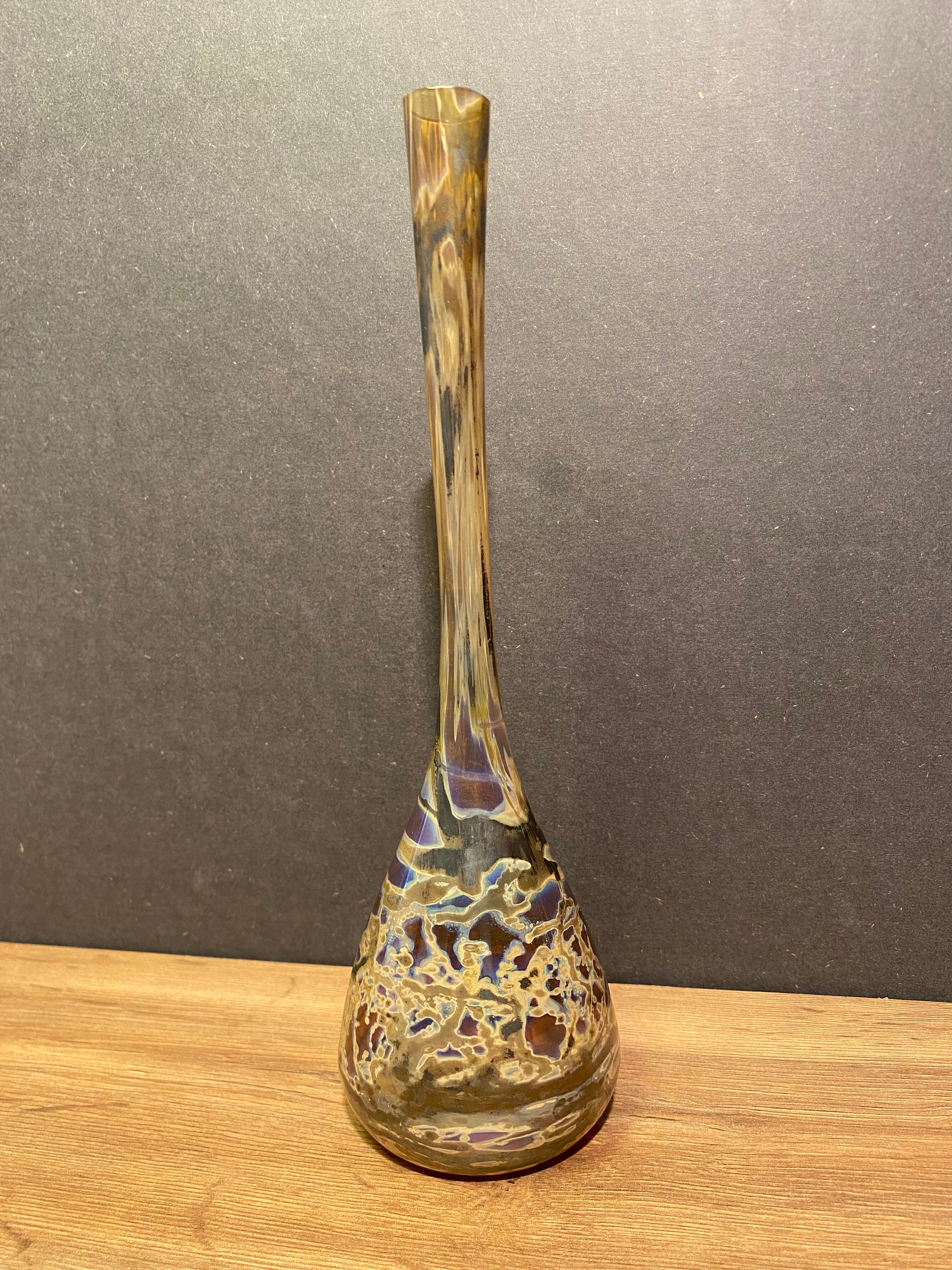 Soliflore vase in tinted glass with marbled decoration Murano Venice