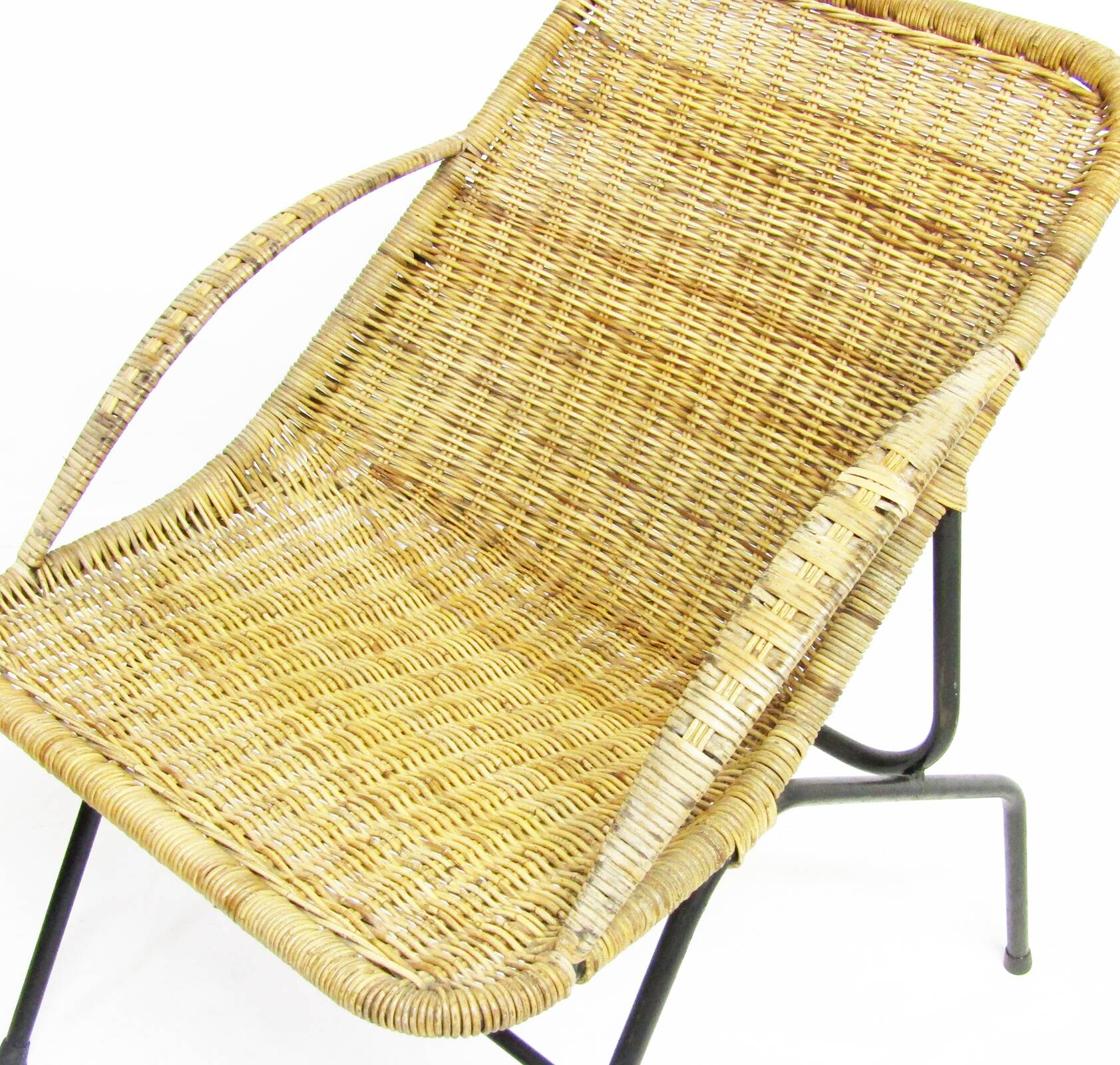 Pair Of 1950s French "Gazelle" Chairs In Rattan Wicker & Tubular Steel