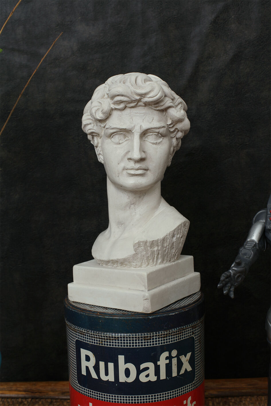 David head in waxed white concrete