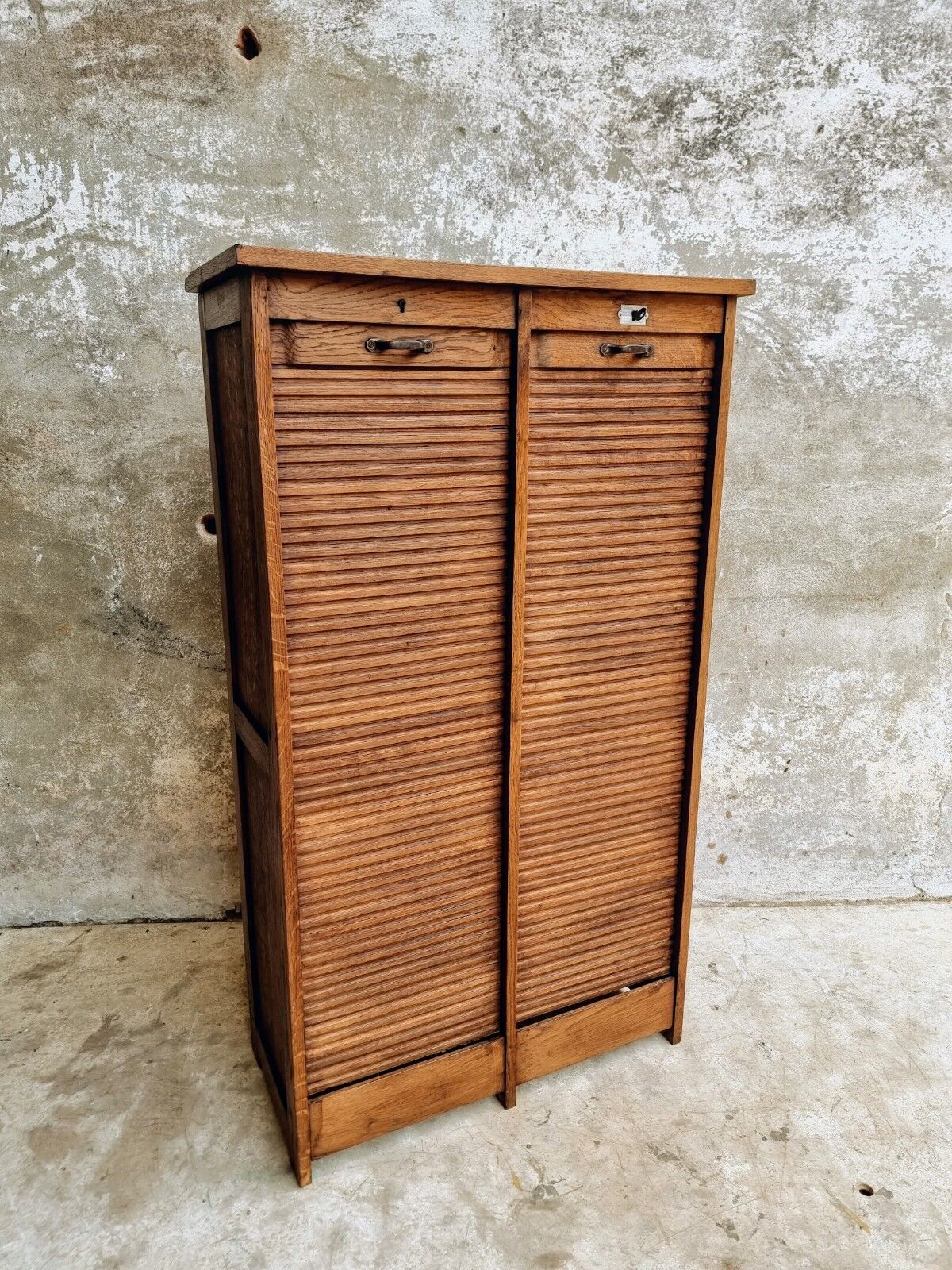 Antique roller shutter cabinet Paris oak wall cupboard