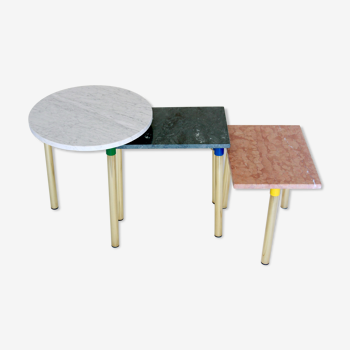 Marble coffee tables, set of three