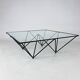 Table basse postmoderne italienne en acier et verre, années 1980