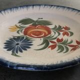 Old plate in auvillar earthenware, floral painting decoration, 19th century