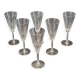 6 anciennes flûtes à champagne en cristal taillé