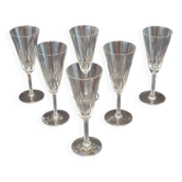 6 anciennes flûtes à champagne en cristal taillé