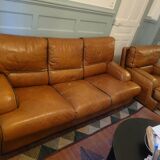 Brown leather sofa