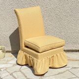 Vintage upholstered fabric toad armchair