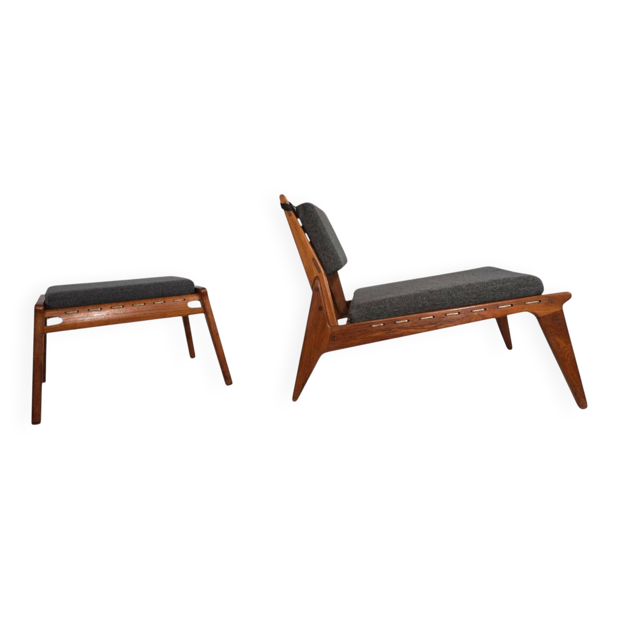 Hunting Chair lounge chair with ottoman by Heinz Heger for PGH Erzgebirgisc
