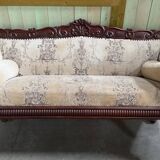 Mahogany wood/fabric bench circa 1900