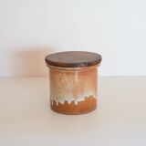 Glazed stoneware pot and its wooden lid