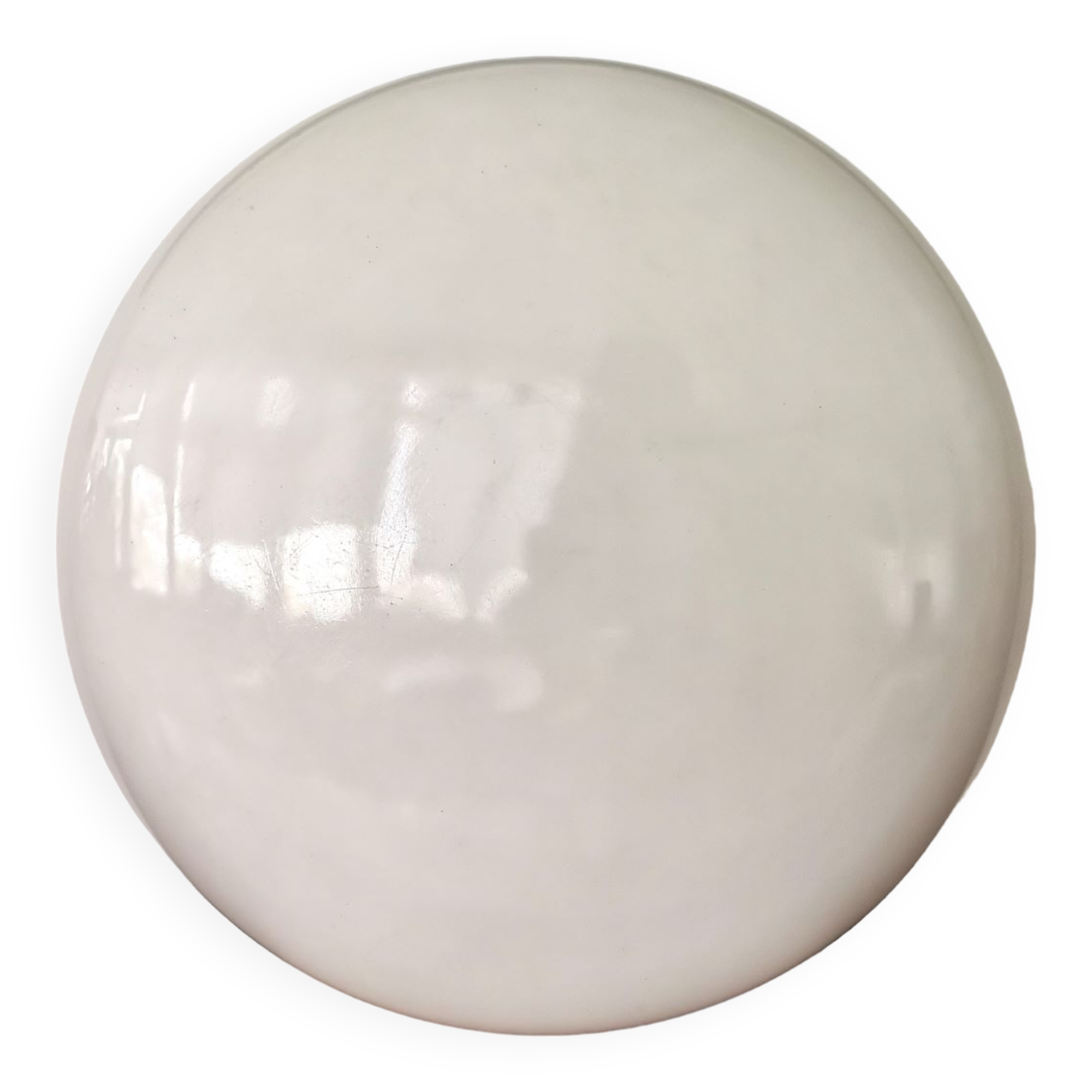 Large Italian glossy white acrylic minimalist pill flush mount ceiling fixture lamp. 1960s